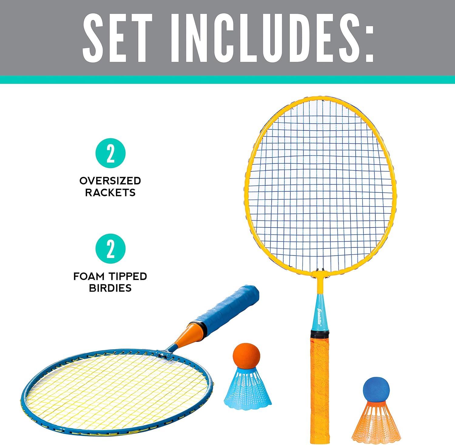 image:imageFranklin Sports Badminton Racket Set Smashminton Oversize 2 Player Backyard Youth Set with Birdies for KidsMulticolor