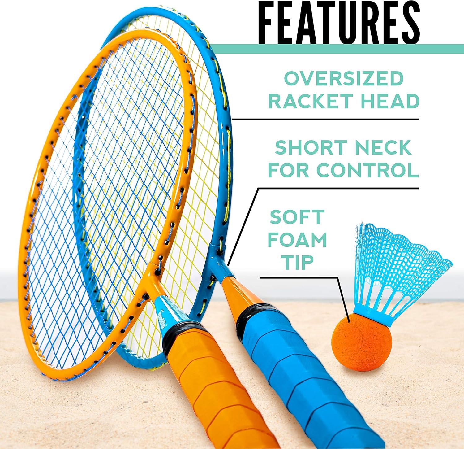 image:imageFranklin Sports Badminton Racket Set Smashminton Oversize 2 Player Backyard Youth Set with Birdies for KidsMulticolor