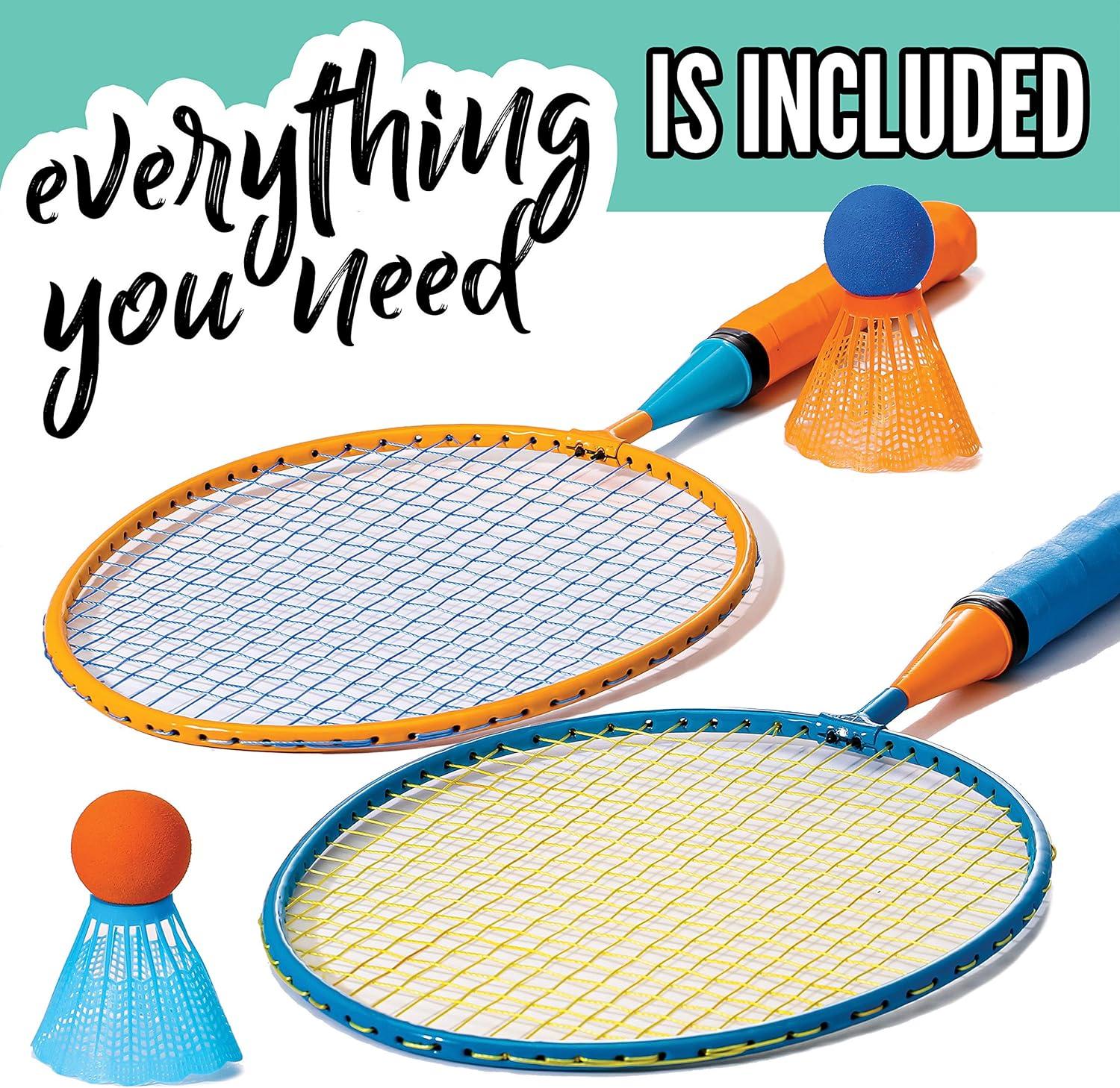 image:imageFranklin Sports Badminton Racket Set Smashminton Oversize 2 Player Backyard Youth Set with Birdies for KidsMulticolor