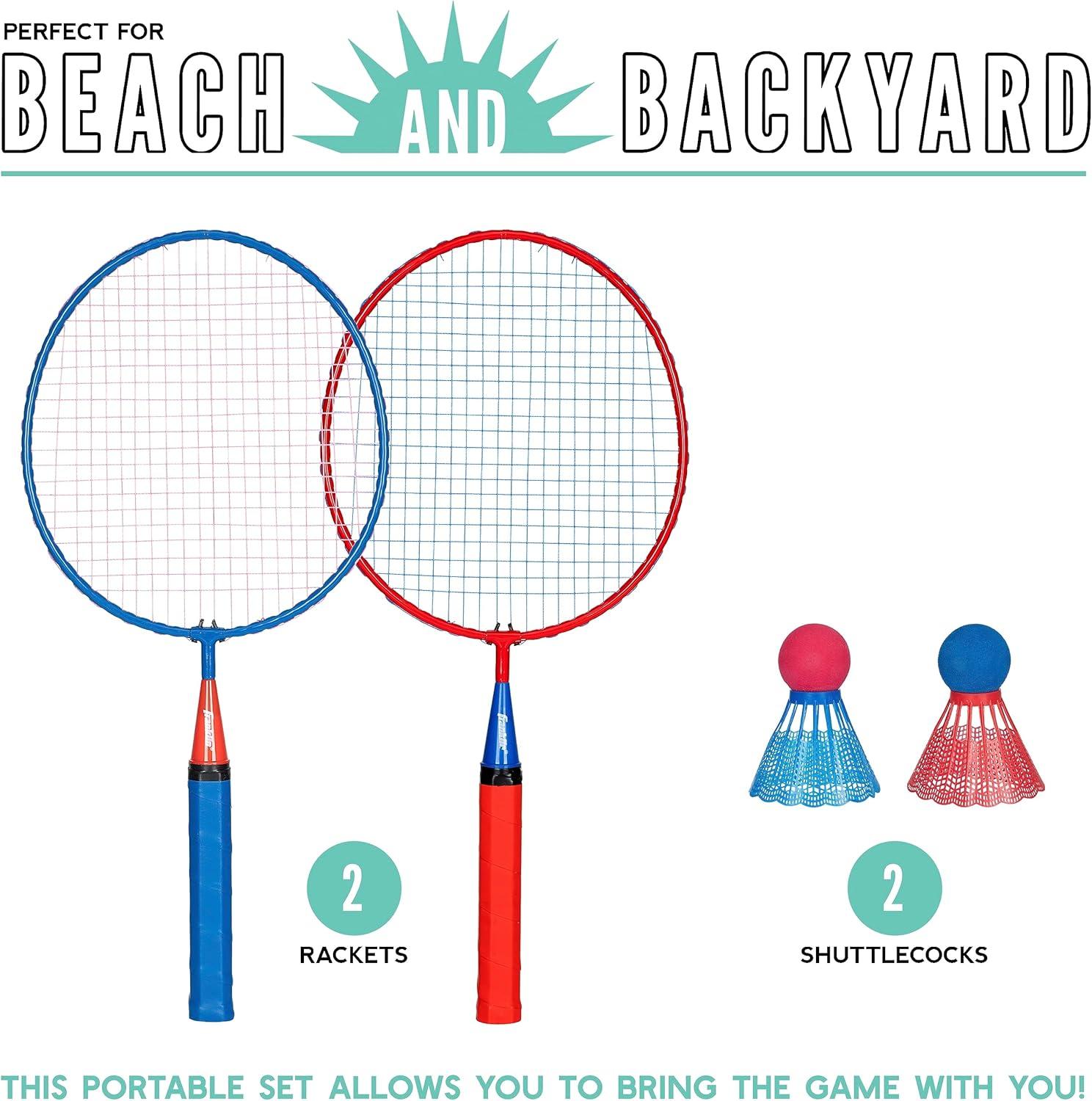image:imageFranklin Sports Badminton Racket Set Smashminton Oversize 2 Player Backyard Youth Set with Birdies for KidsRed and Blue