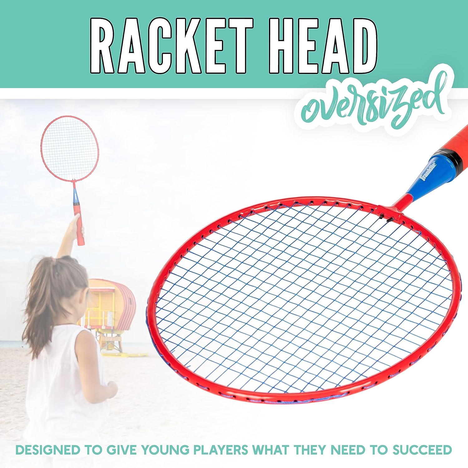 image:imageFranklin Sports Badminton Racket Set Smashminton Oversize 2 Player Backyard Youth Set with Birdies for KidsRed and Blue