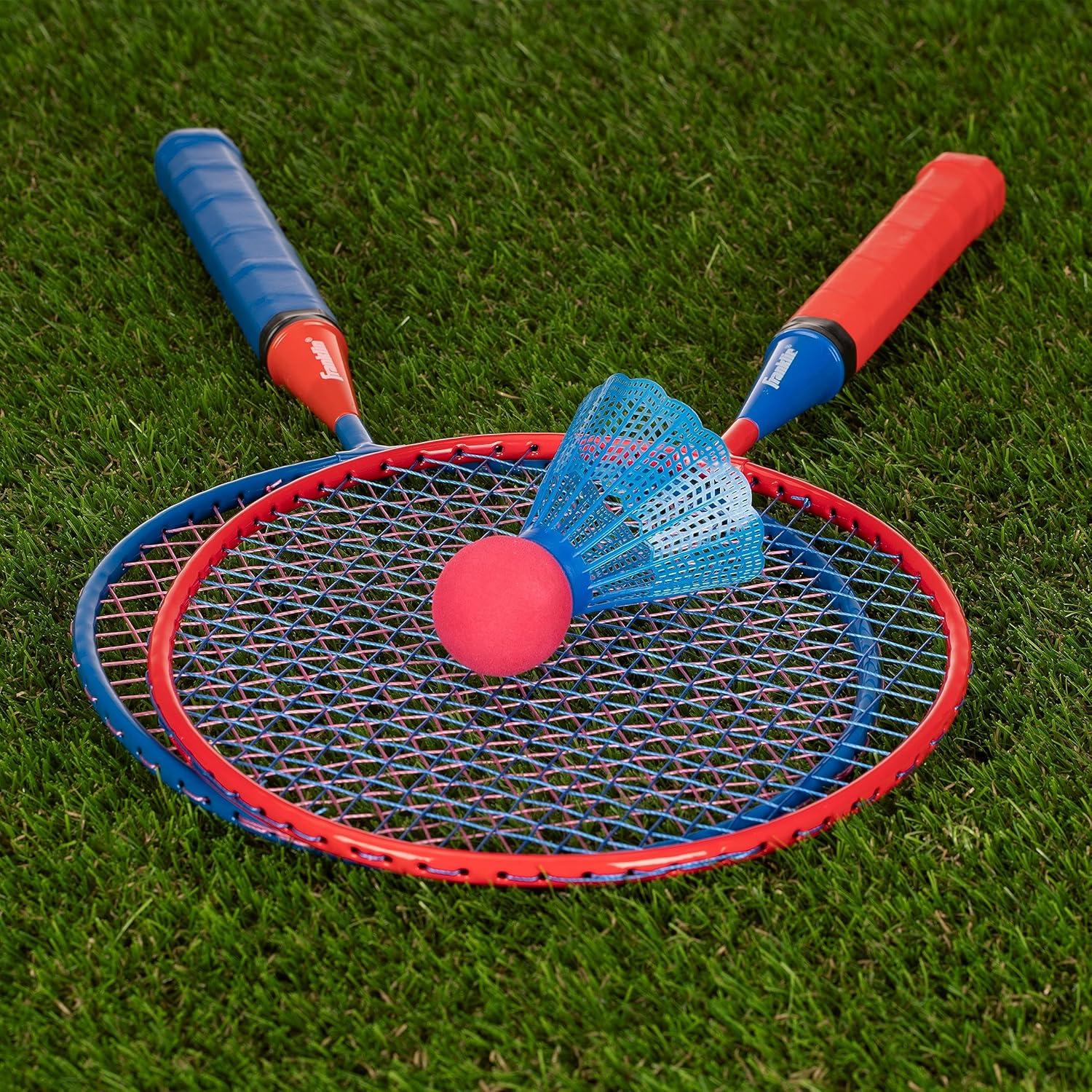 image:imageFranklin Sports Badminton Racket Set Smashminton Oversize 2 Player Backyard Youth Set with Birdies for KidsRed and Blue