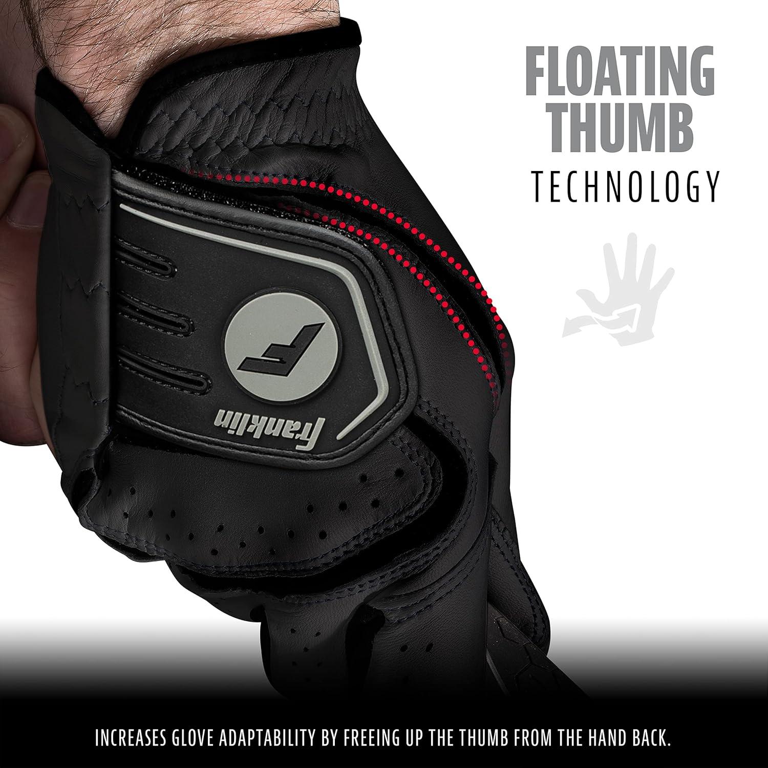 image:imageFranklin Sports Golf Glove Pro Golf Gloves Premium Leather Golfing Glove Maximum Grip White BlackBlack