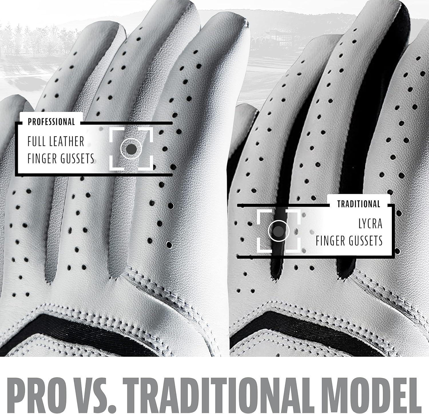 image:imageFranklin Sports Golf Glove Pro Golf Gloves Premium Leather Golfing Glove Maximum Grip White BlackBlack