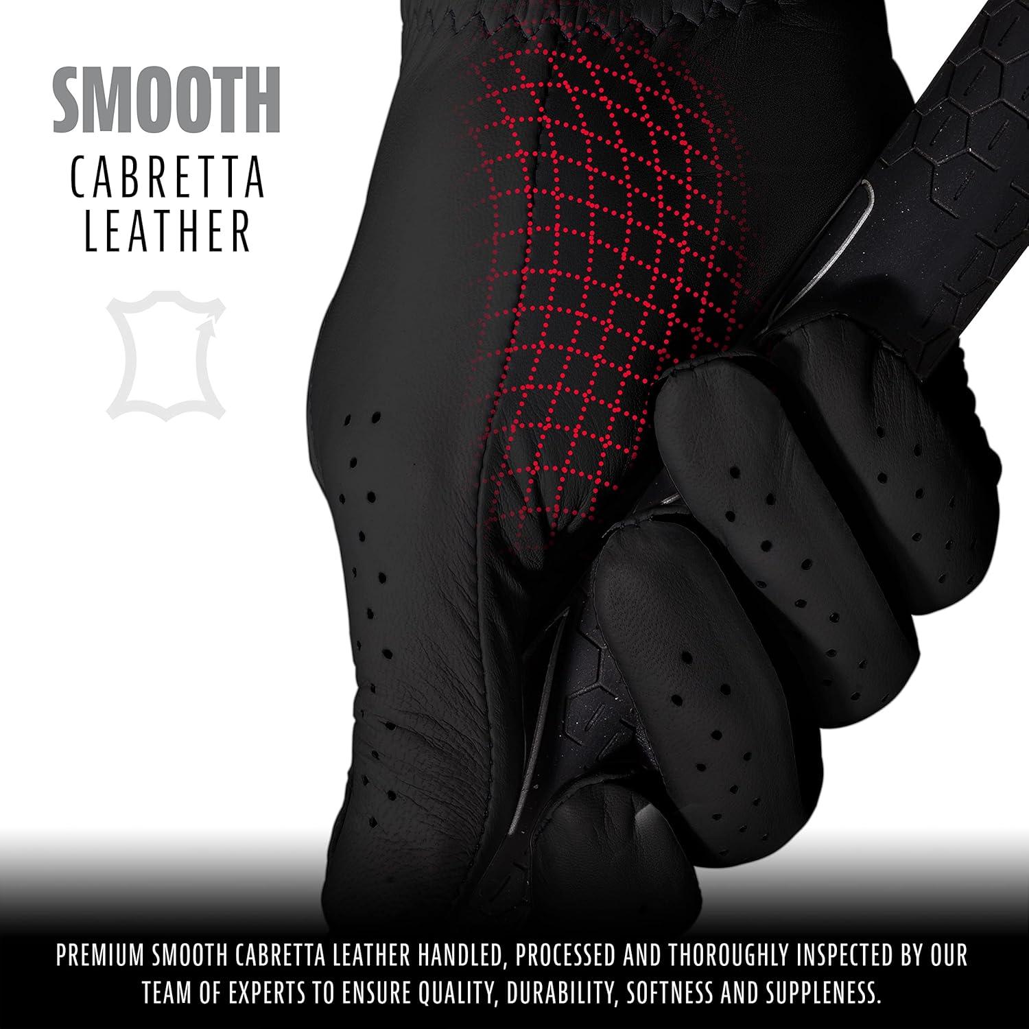image:imageFranklin Sports Golf Glove Pro Golf Gloves Premium Leather Golfing Glove Maximum Grip White BlackBlack