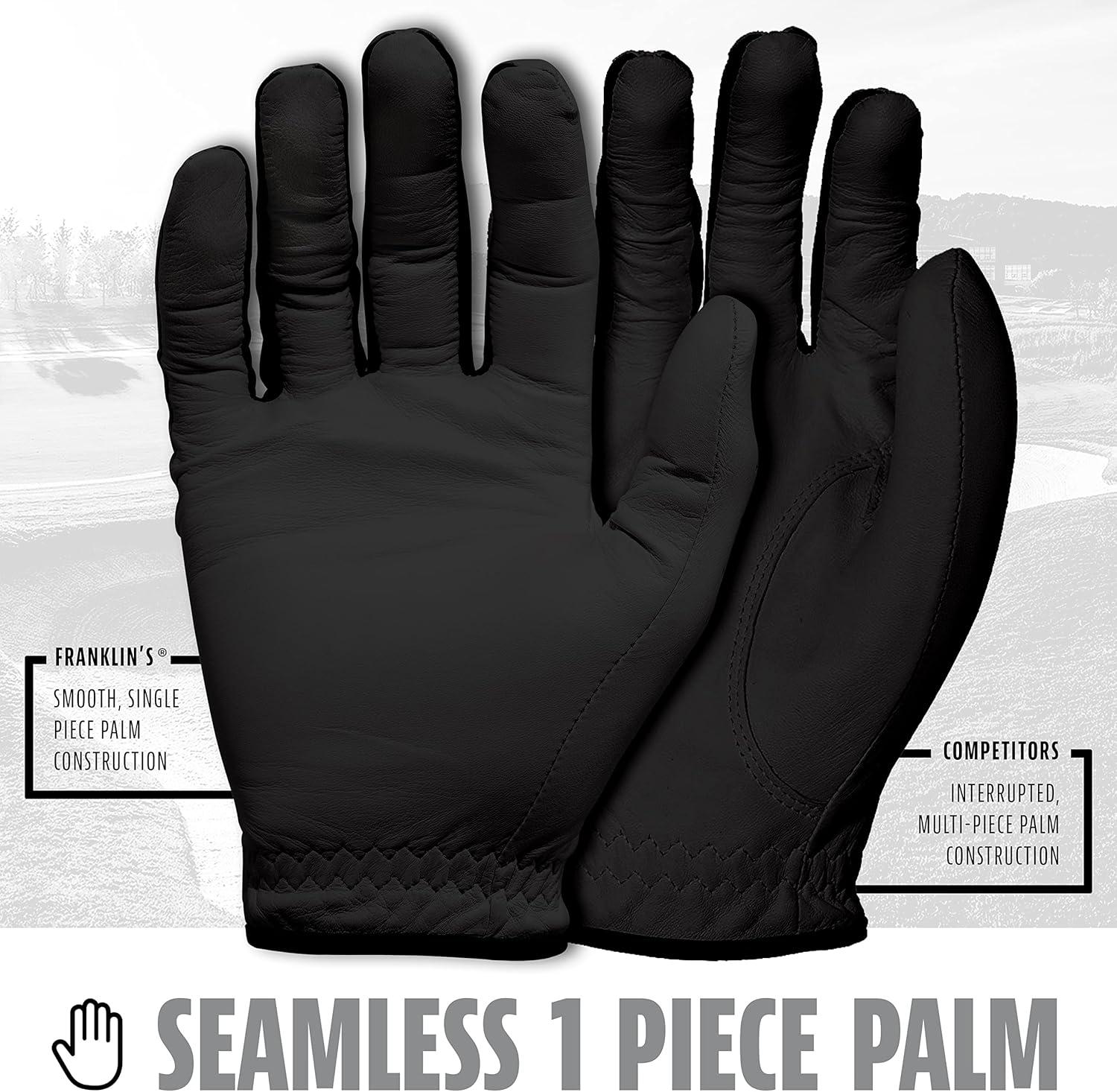 image:imageFranklin Sports Golf Glove Pro Golf Gloves Premium Leather Golfing Glove Maximum Grip White BlackBlack