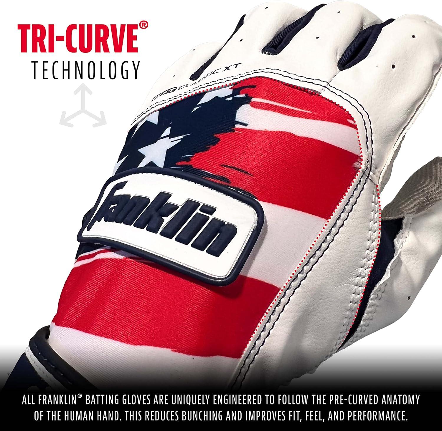 image:imageFranklin Sports MLB Classic XT Batting Gloves Adult Youth Batting Glove Pairs Baseball Softball Batting GlovesRed White Blue