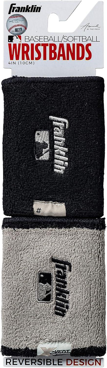image:imageFranklin Sports MLB Wristbands Xvent Baseball Softball 4 inches Breathable DurableBlack Gray