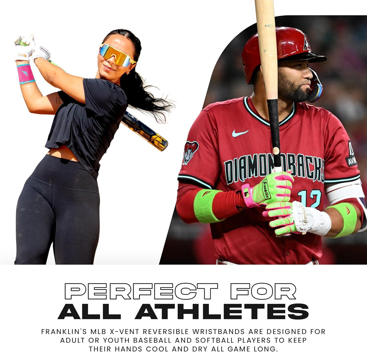 image:imageFranklin Sports MLB Wristbands Xvent Baseball Softball 4 inches Breathable DurableBlue Pink