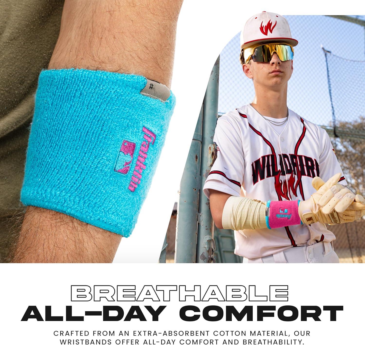 image:imageFranklin Sports MLB Wristbands Xvent Baseball Softball 4 inches Breathable DurableBlue Pink