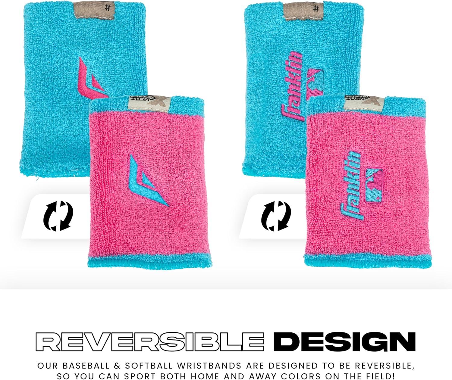 image:imageFranklin Sports MLB Wristbands Xvent Baseball Softball 4 inches Breathable DurableBlue Pink