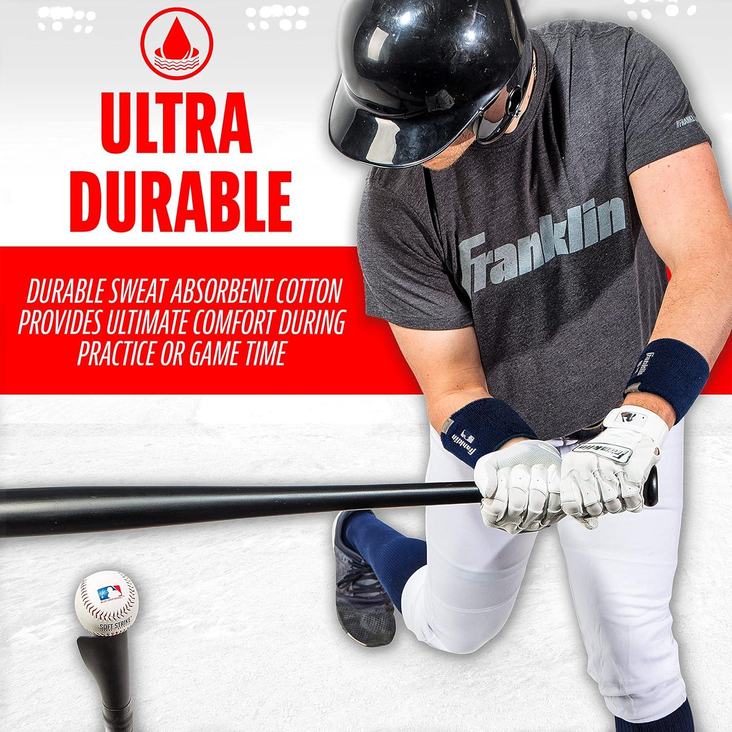 image:imageFranklin Sports MLB Wristbands Xvent Baseball Softball 4 inches Breathable DurableNavy Gray