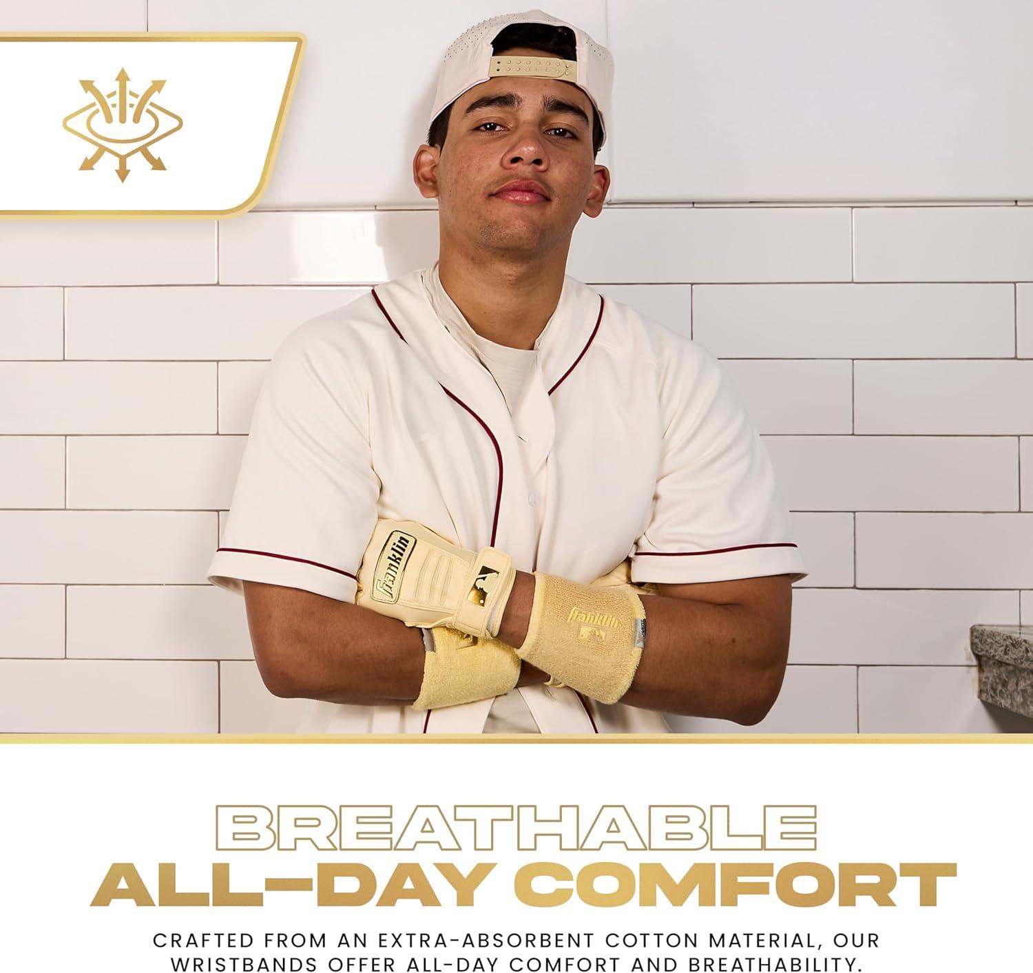image:imageFranklin Sports MLB Wristbands Xvent Baseball Softball 4 inches Breathable DurableVanilla Gold