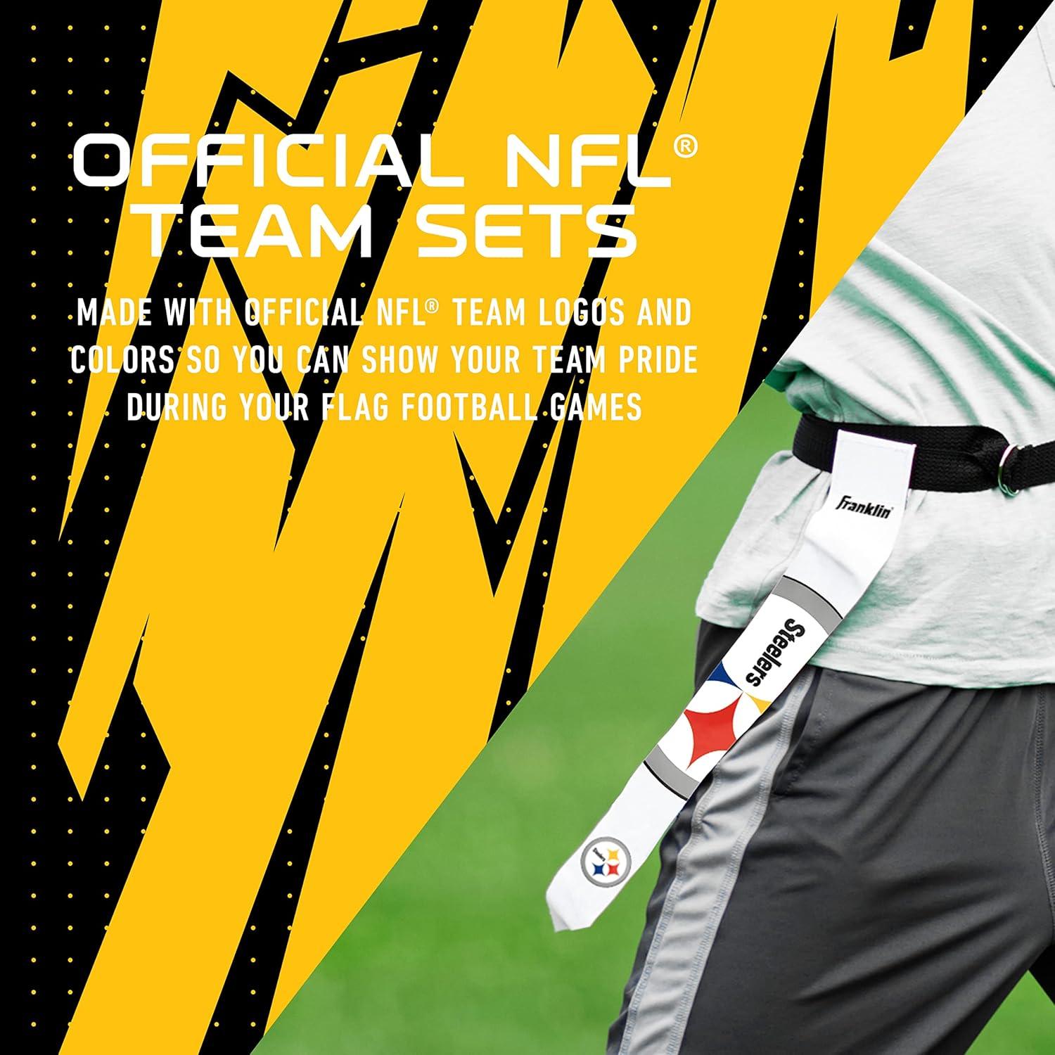image:imageFranklin Sports NFL Team Flag Football Sets Belts Flags Kids Adults Fits Up to 36 Waist NFL LicensedPittsburgh Steelers