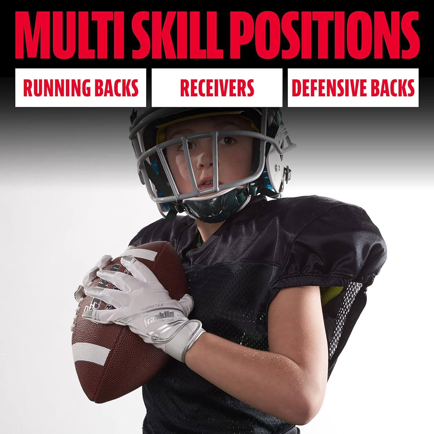 image:imageFranklin Sports Supratak Football Receiver Gloves BlackGold Youth SmallWhiteChrome