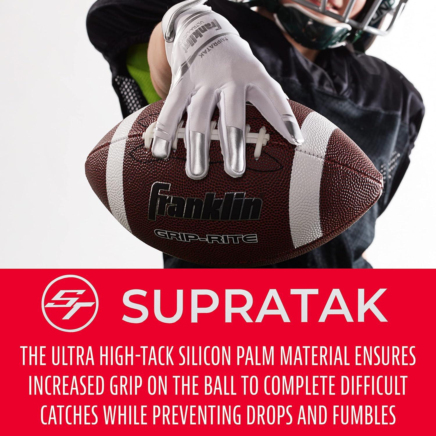 image:imageFranklin Sports Supratak Football Receiver Gloves BlackGold Youth SmallWhiteChrome