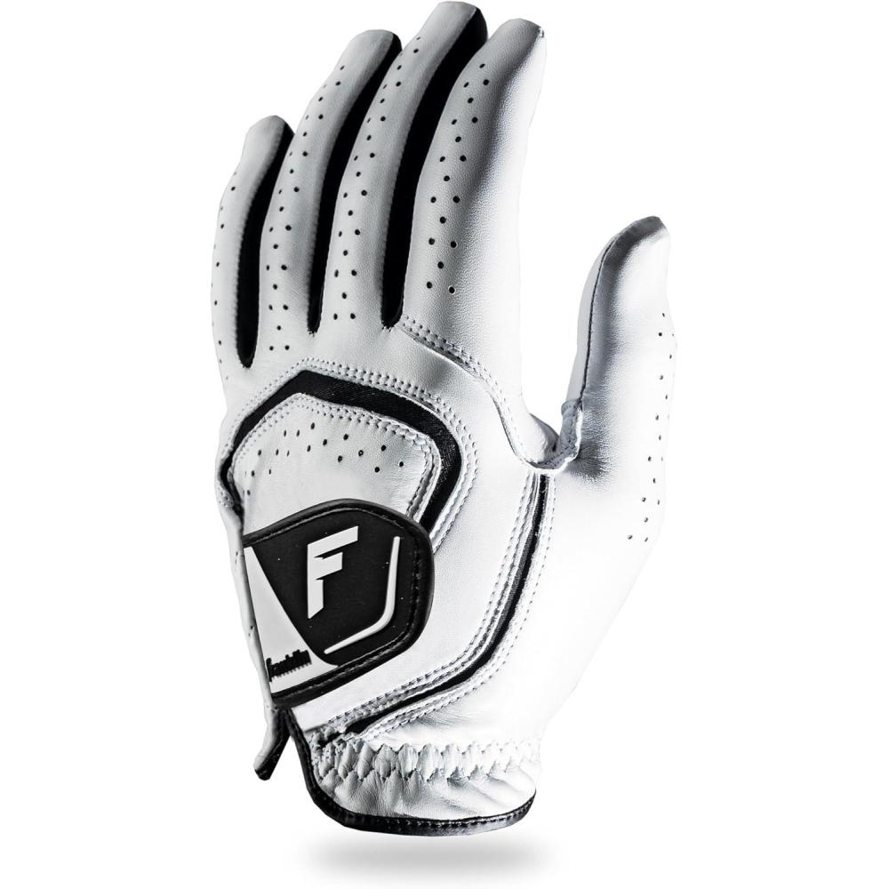 image:imageFranklin Sports Golf Glove Pro Golf Gloves Premium Leather Golfing Glove Maximum Grip White BlackPearl