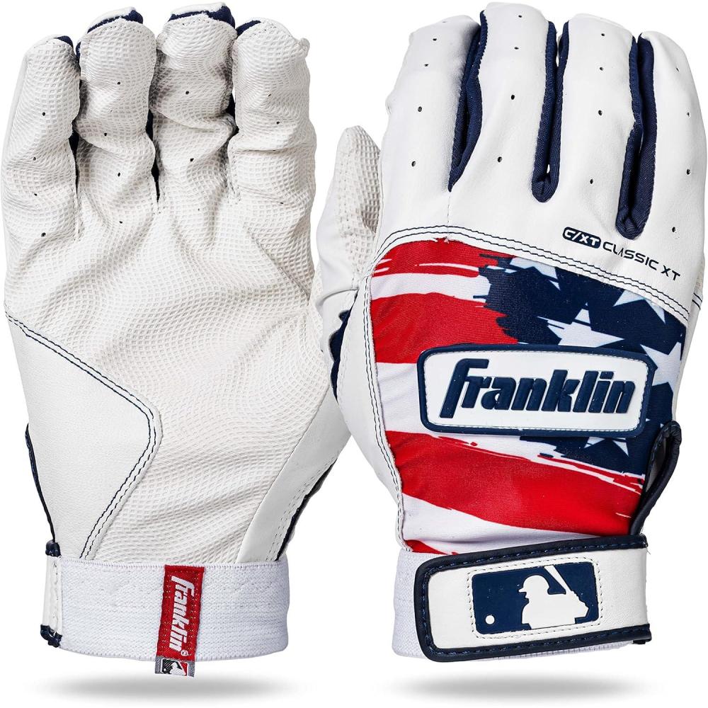 image:imageFranklin Sports MLB Classic XT Batting Gloves Adult Youth Batting Glove Pairs Baseball Softball Batting GlovesRed White Blue