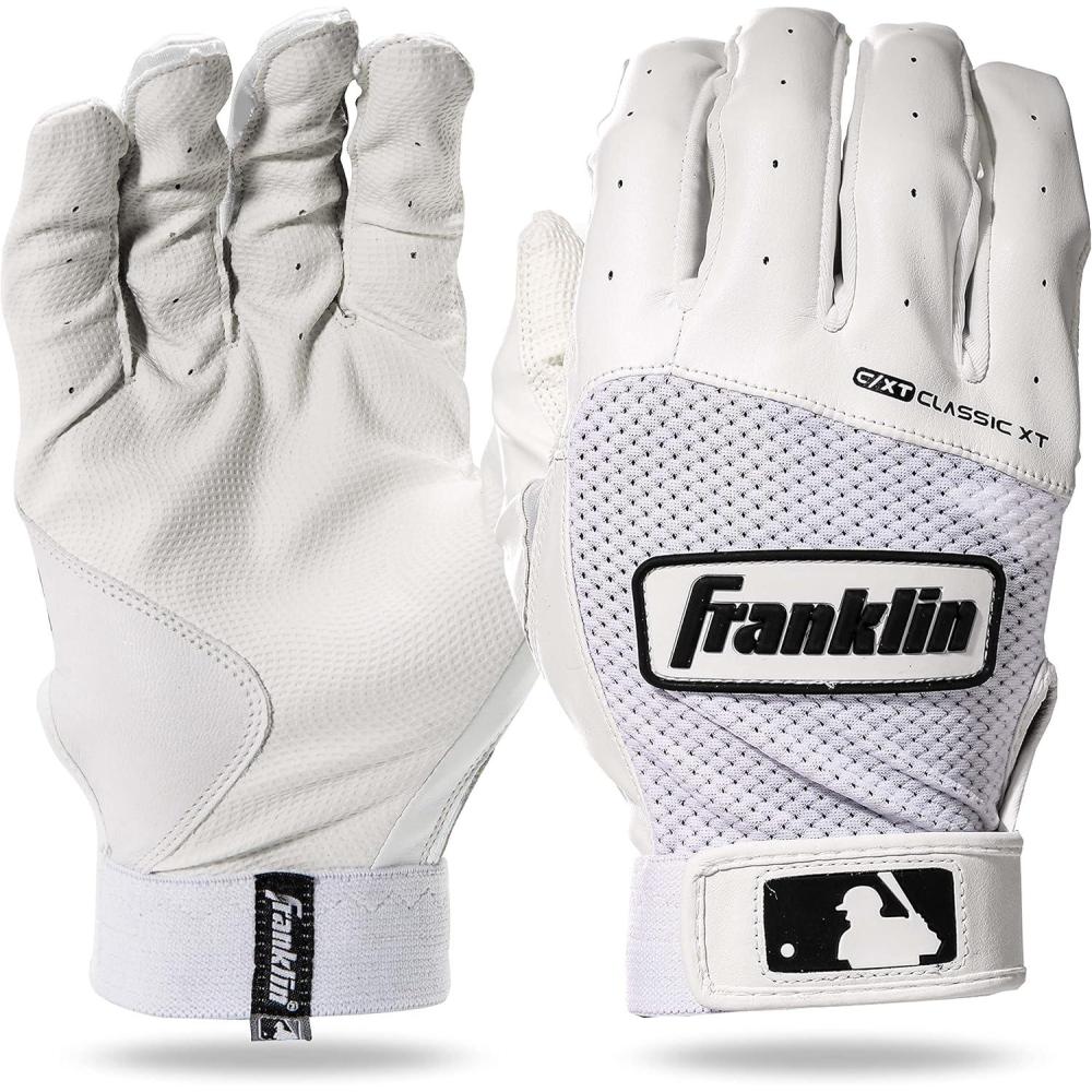 image:imageFranklin Sports MLB Classic XT Batting Gloves Adult Youth Batting Glove Pairs Baseball Softball Batting GlovesWhiteWhite