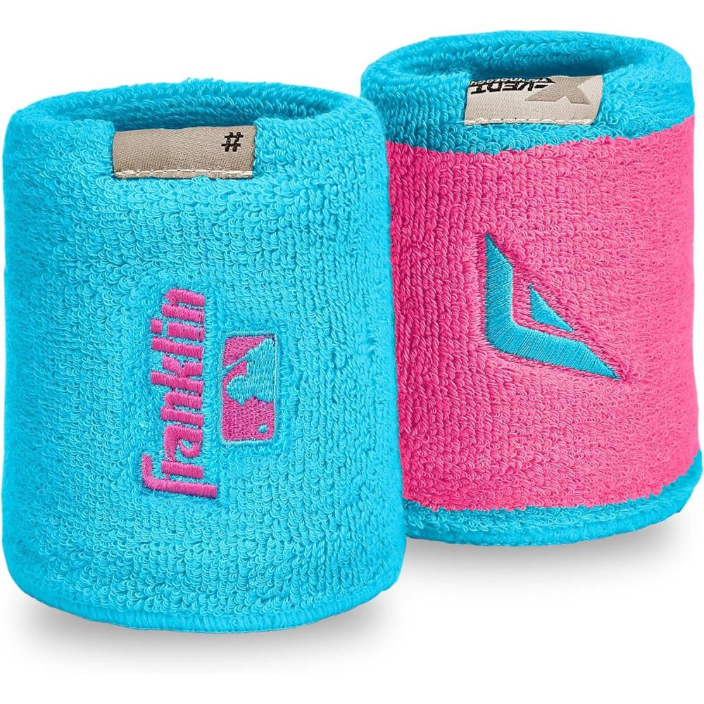image:imageFranklin Sports MLB Wristbands Xvent Baseball Softball 4 inches Breathable DurableBlue Pink