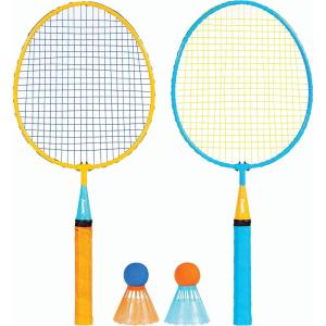 Franklin Sports Badminton Racket Set – Smashminton, Oversize – 2 Player Backyard Youth Set with Birdies for Kids(Multicolor)