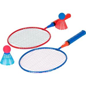 Franklin Sports Badminton Racket Set – Smashminton, Oversize – 2 Player Backyard Youth Set with Birdies for Kids(Red and Blue)