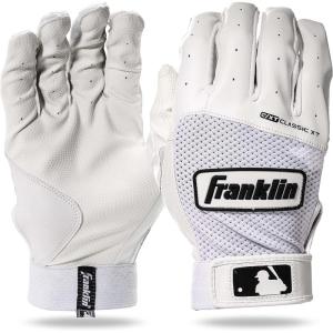 Franklin Sports MLB Classic XT Batting Gloves – Adult + Youth Batting Glove Pairs – Baseball + Softball Batting Gloves(White/White)