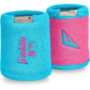 Franklin Sports MLB Wristbands – Xvent – Baseball + Softball – 4 inches – Breathable + Durable(Blue & Pink)