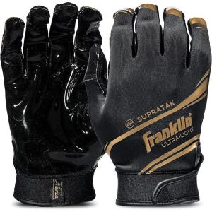 Franklin Sports Supratak Football Receiver Gloves – Black/Gold – Youth Small(Black/Gold)