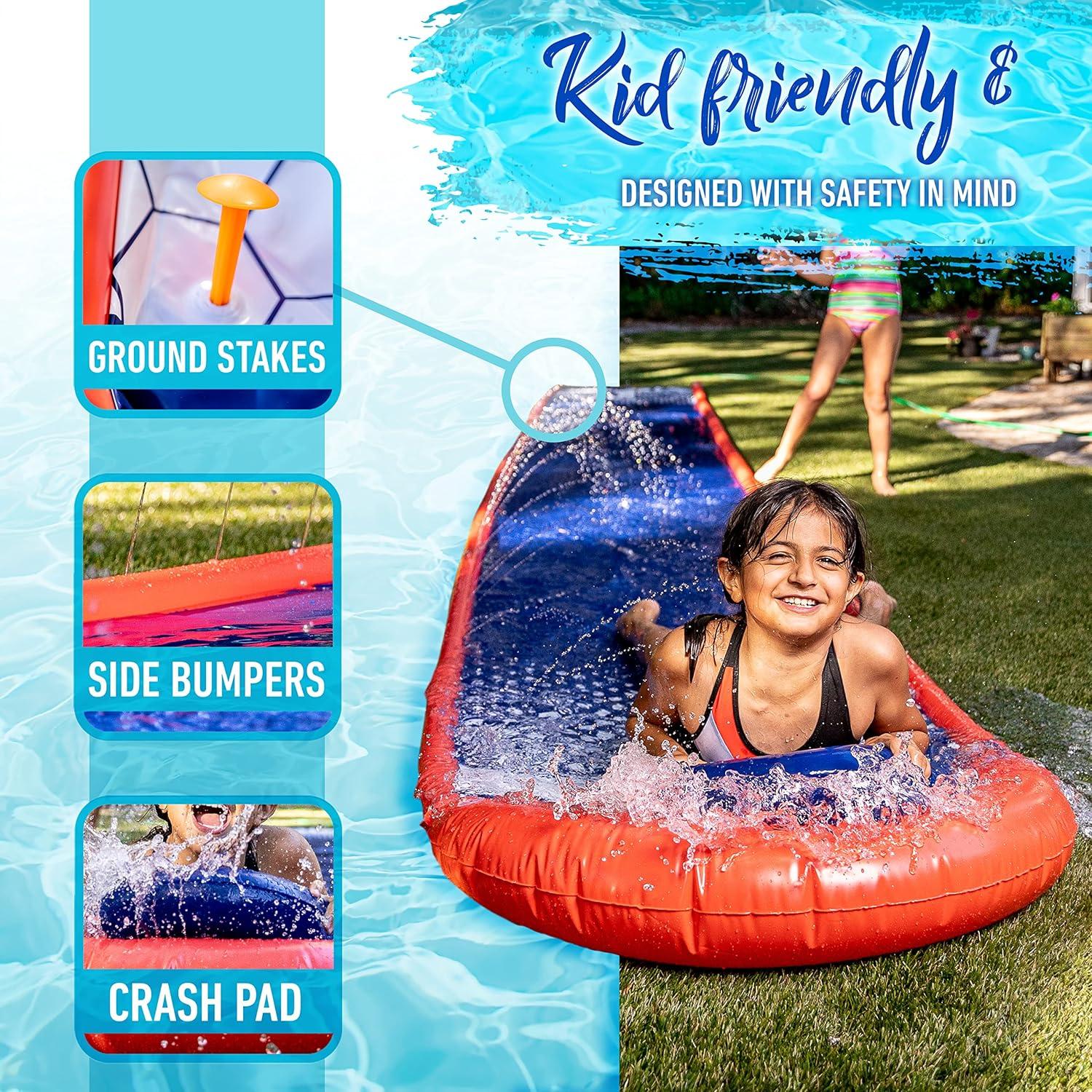 image:imageFranklin Sports Aqua Ride Kids Backyard Waterslide Aqua Ride 25 Foot Lawn Water Sliding Mat 1 Inflatable Surf Board Outdoor Kids Water Toy