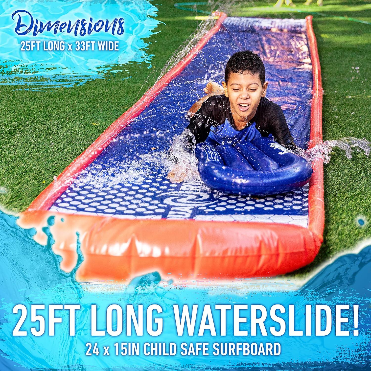 image:imageFranklin Sports Aqua Ride Kids Backyard Waterslide Aqua Ride 25 Foot Lawn Water Sliding Mat 1 Inflatable Surf Board Outdoor Kids Water Toy