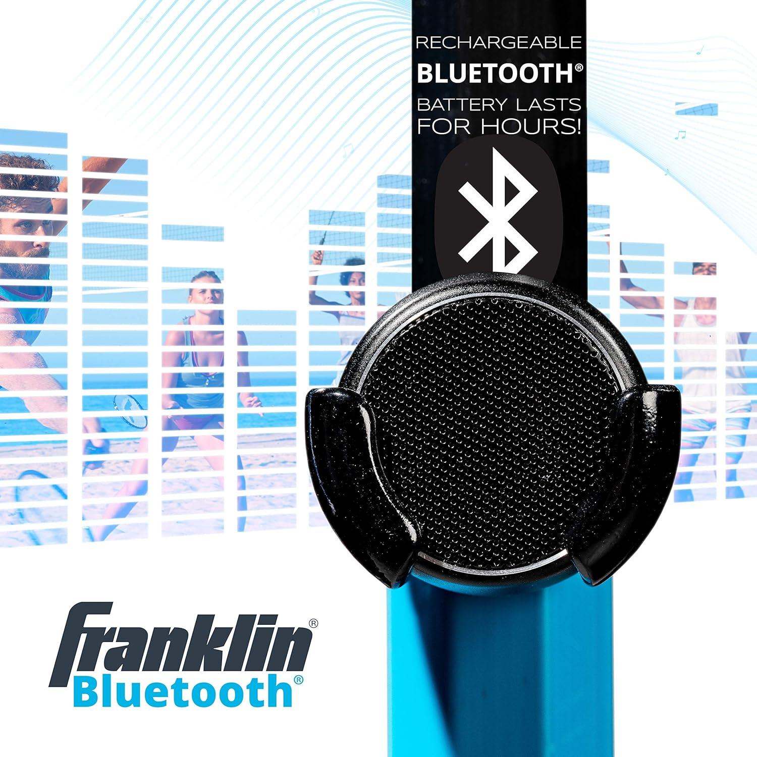 image:imageFranklin Sports Beach Backyard Volleyball Set Badminton Set with Speaker Bluetooth Net Pole Set with Pump Bluetooth Speakers Carry Bag IncludedBluetooth Badminton