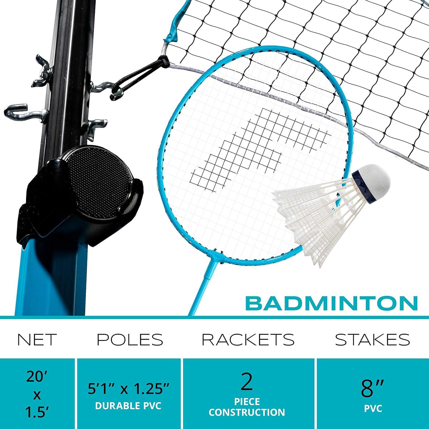 image:imageFranklin Sports Beach Backyard Volleyball Set Badminton Set with Speaker Bluetooth Net Pole Set with Pump Bluetooth Speakers Carry Bag IncludedBluetooth Badminton