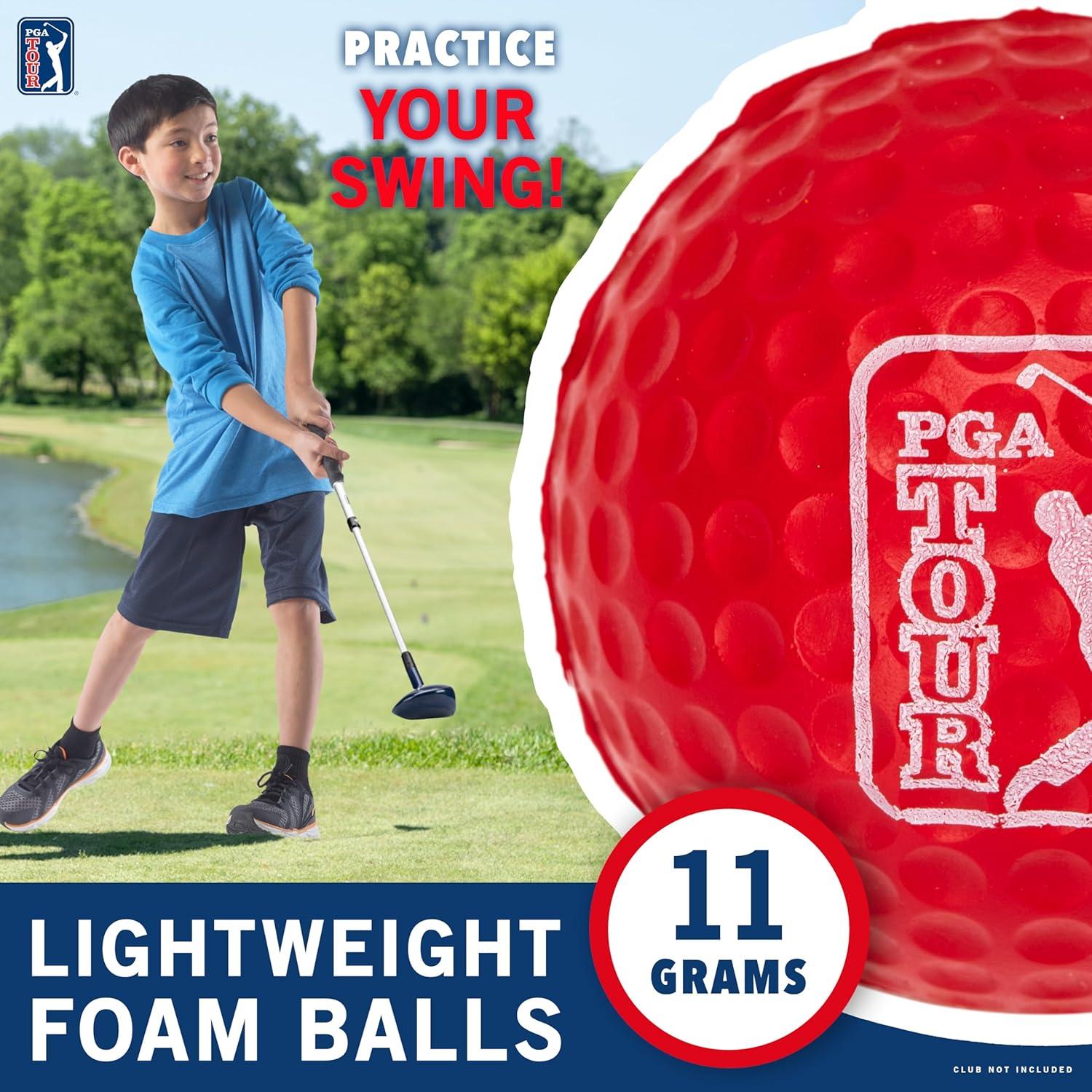 image:imageFranklin Sports PGA TOUR Indoor Outdoor Foam Golf Balls Kids Adults Foam Golf Balls Limited Flight Includes Draw String Carry Bag 12 Pack Red White Blue