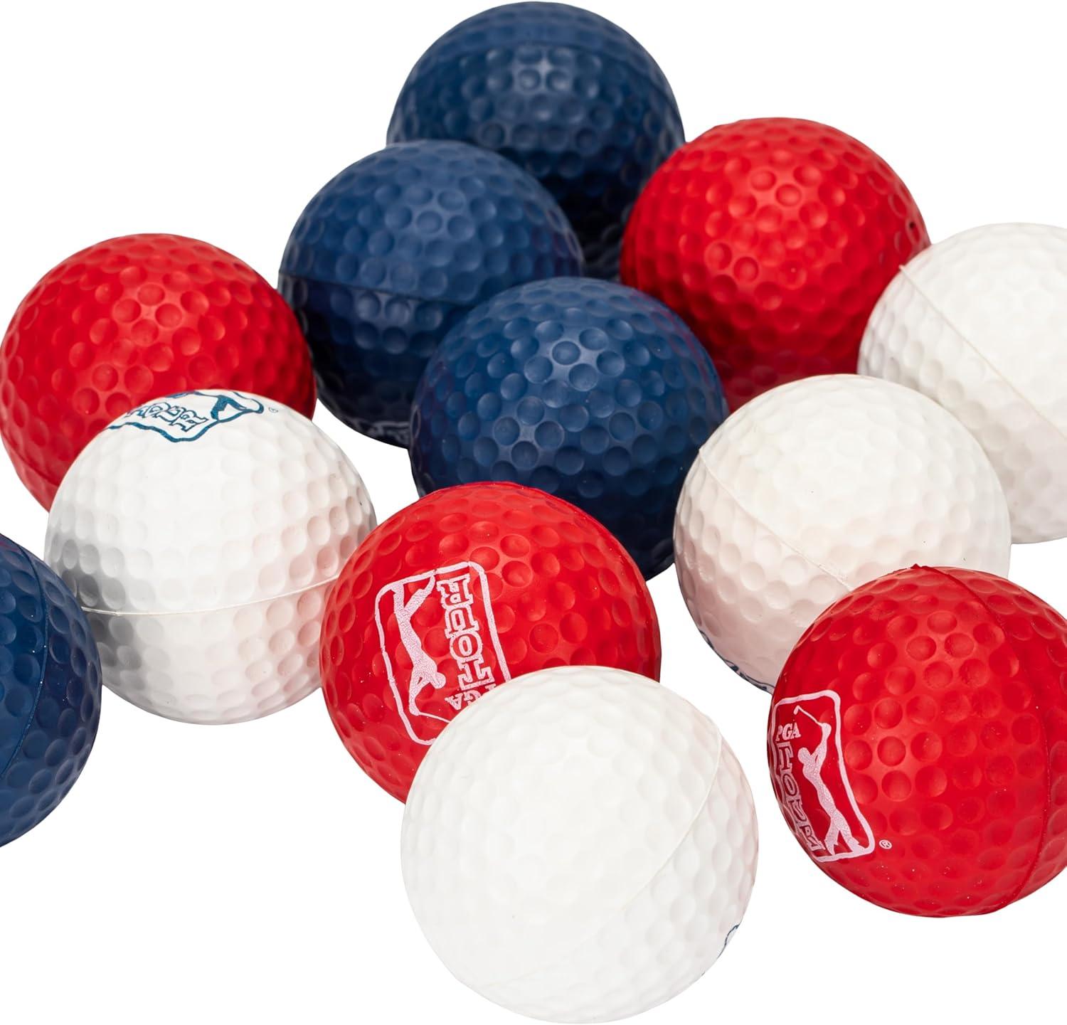 image:imageFranklin Sports PGA TOUR Indoor Outdoor Foam Golf Balls Kids Adults Foam Golf Balls Limited Flight Includes Draw String Carry Bag 12 Pack Red White Blue