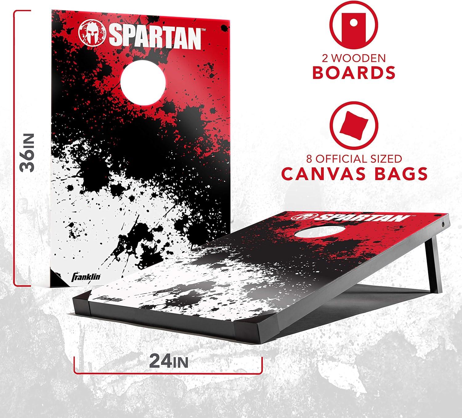 image:imageFranklin Sports Spartan Cornhole Set Includes 2 36Inch x 24Inch Targets 8 Regulation Bean Bags and Carry Bag