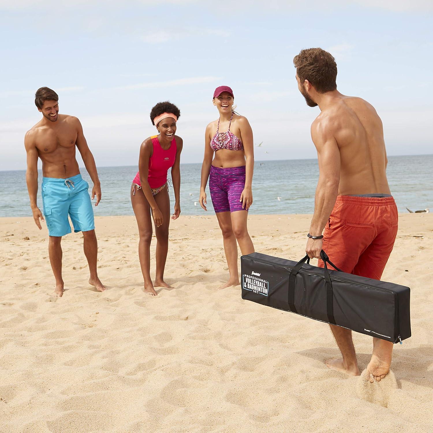 image:imageFranklin Sports Volleyball Badminton Combo Sets Backyard Beach Outdoor Volleyball Badminton Net Set Portable Badminton Volleyball Net with Poles Volleyball Rackets Birdies IncludedProfessional