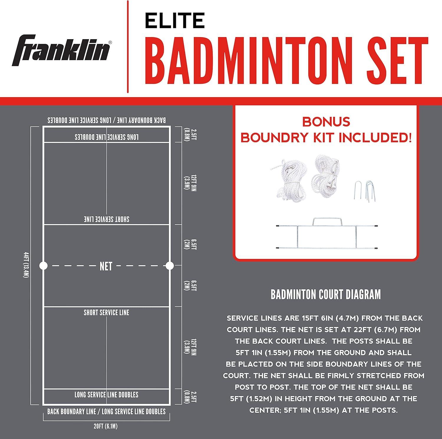 image:imageFranklin Sports Volleyball Badminton Combo Sets Backyard Beach Outdoor Volleyball Badminton Net Set Portable Badminton Volleyball Net with Poles Volleyball Rackets Birdies IncludedElite