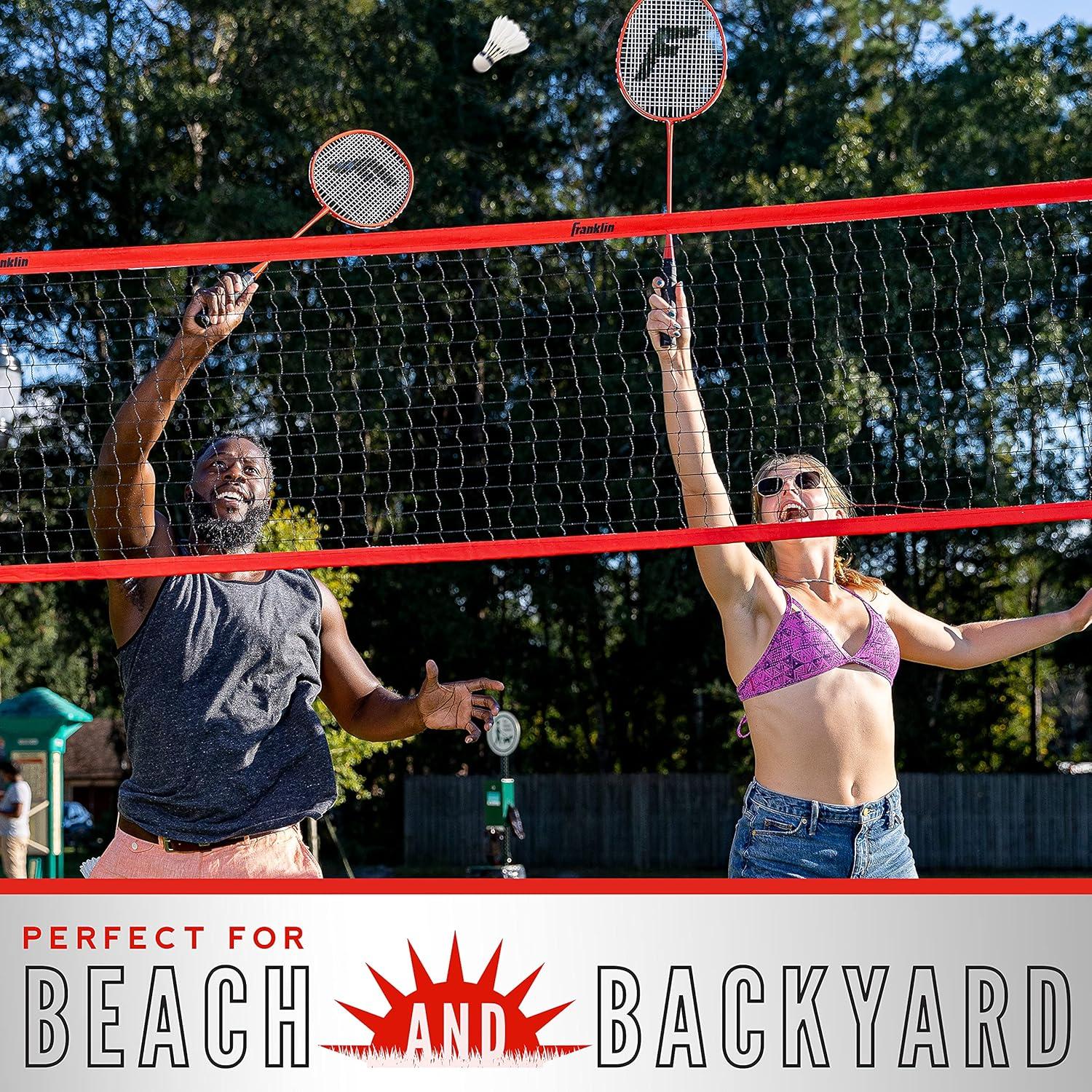 image:imageFranklin Sports Volleyball Badminton Combo Sets Backyard Beach Outdoor Volleyball Badminton Net Set Portable Badminton Volleyball Net with Poles Volleyball Rackets Birdies IncludedElite
