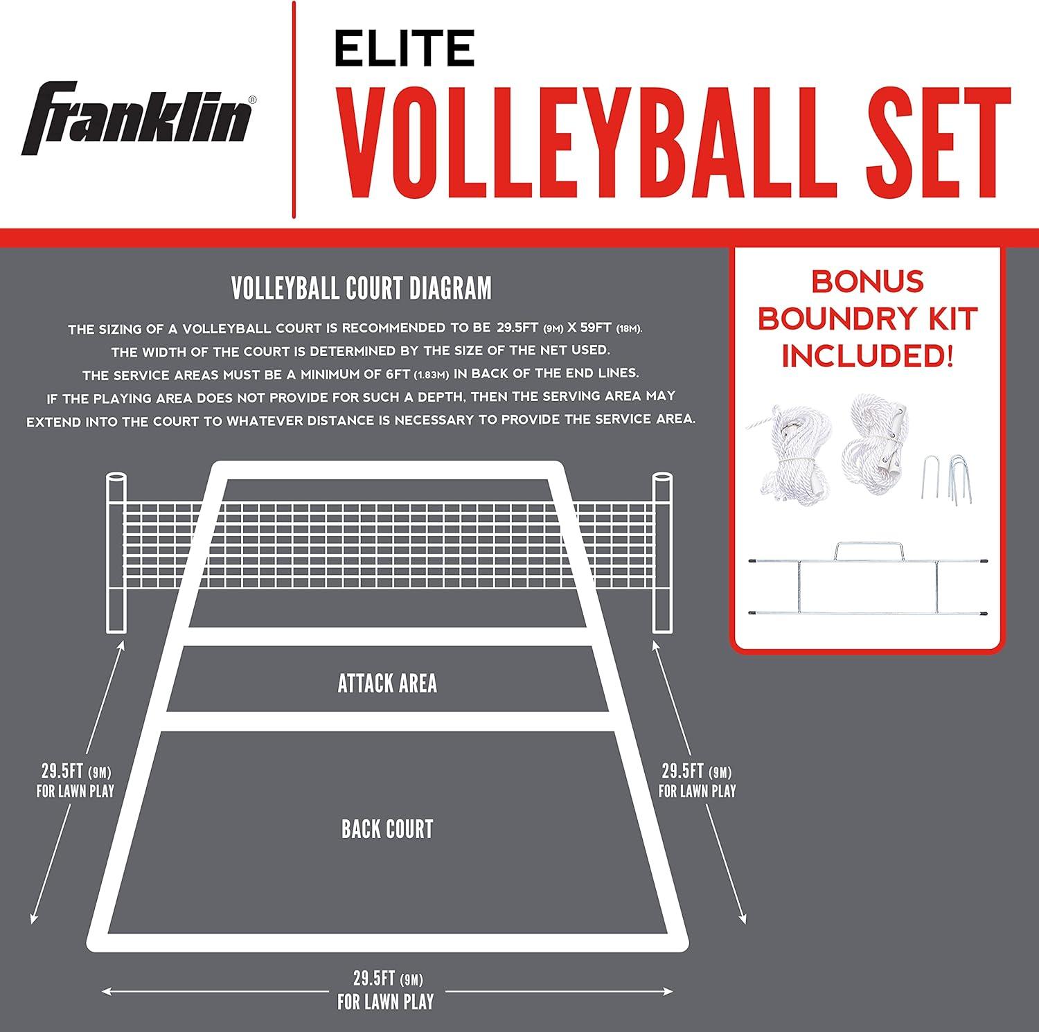 image:imageFranklin Sports Volleyball Badminton Combo Sets Backyard Beach Outdoor Volleyball Badminton Net Set Portable Badminton Volleyball Net with Poles Volleyball Rackets Birdies IncludedElite