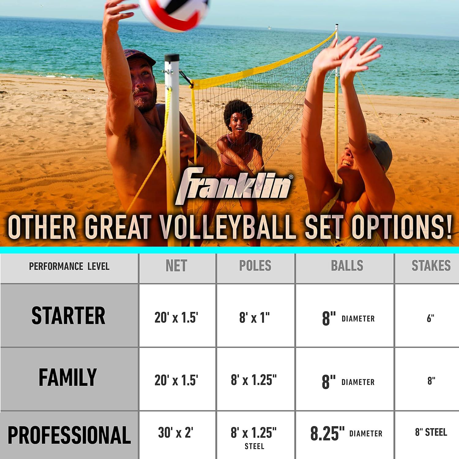 image:imageFranklin Sports Volleyball Set Beach and Backyard Volleyball Net Set Portable Volleyball Net and Ball Set with Poles and Ground Stakes RecreationalRecreational