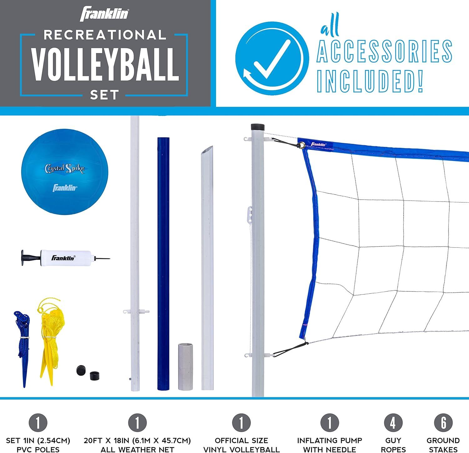 image:imageFranklin Sports Volleyball Set Beach and Backyard Volleyball Net Set Portable Volleyball Net and Ball Set with Poles and Ground Stakes RecreationalRecreational