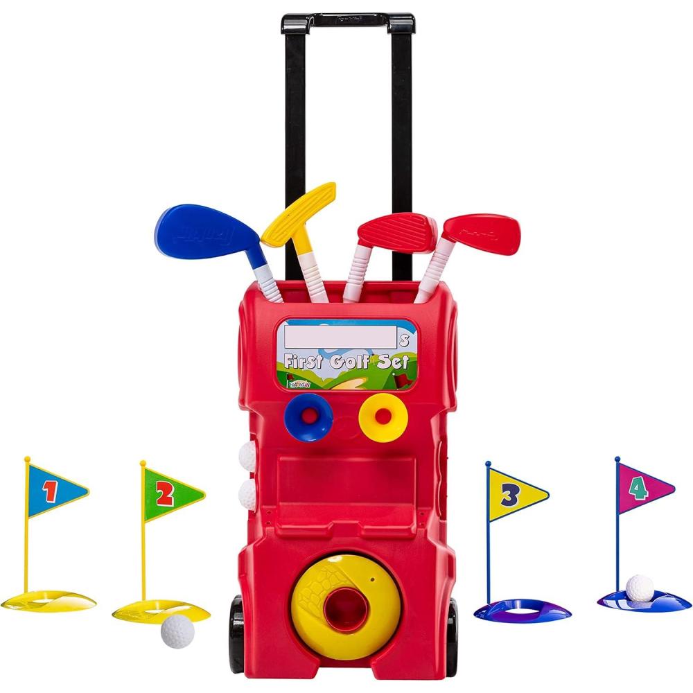 image:imageFranklin Sports Kids Toy Golf Set  MyFirst Plastic Golf Clubs  Balls Set for Kids  Toddlers  Mini Toy Righty  Lefty Golf Club Set  Includes Carry Case 4 Balls  4 Holes Red