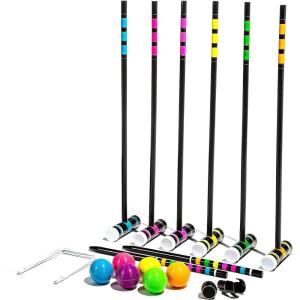 Franklin Sports Bluetooth Croquet – 6 Mallets and Balls – Carry Bag -Bluetooth Speaker