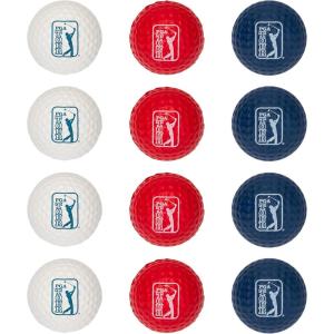 Franklin Sports PGA TOUR Indoor + Outdoor Foam Golf Balls – Kids + Adults Foam Golf Balls – Limited Flight – Includes Draw String Carry Bag – 12 Pack – Red, White + Blue