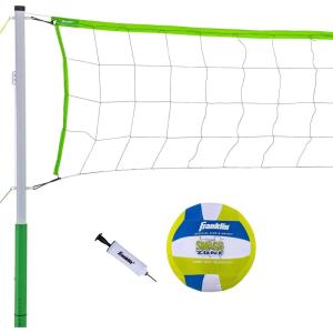 Franklin Sports Volleyball Set – Beach and Backyard Volleyball Net Set – Portable Volleyball Net and Ball Set with Poles and Ground Stakes – Recreational(Intermediate)