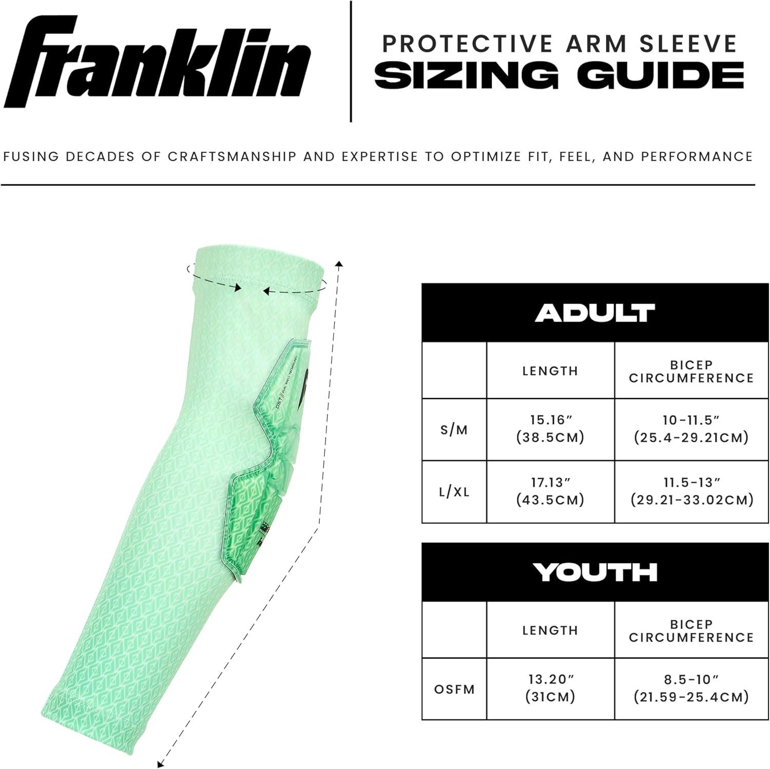 image:imageFranklin Sports Baseball Softball Protective Arm Sleeve PRT DST Series Youth Arm Elbow Shield for Batting Fielding Protective Arm Sleeve Elbow Shield Right Arm Left Arm White OSFMMint