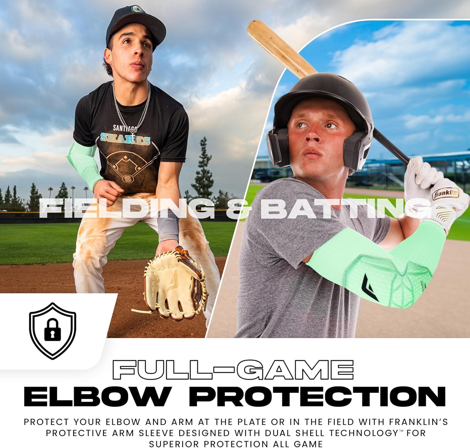 image:imageFranklin Sports Baseball Softball Protective Arm Sleeve PRT DST Series Youth Arm Elbow Shield for Batting Fielding Protective Arm Sleeve Elbow Shield Right Arm Left Arm White OSFMMint