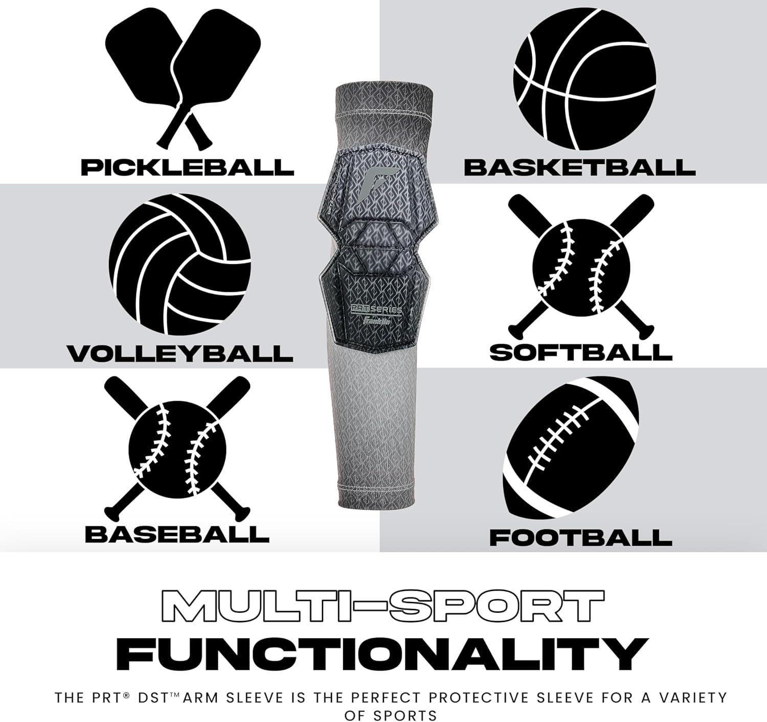 image:imageFranklin Sports Baseball Softball Protective Arm Sleeve PRT DST Series Youth Arm Elbow Shield for Batting Fielding Protective Arm Sleeve Elbow Shield Right Arm Left Arm White OSFMBlack
