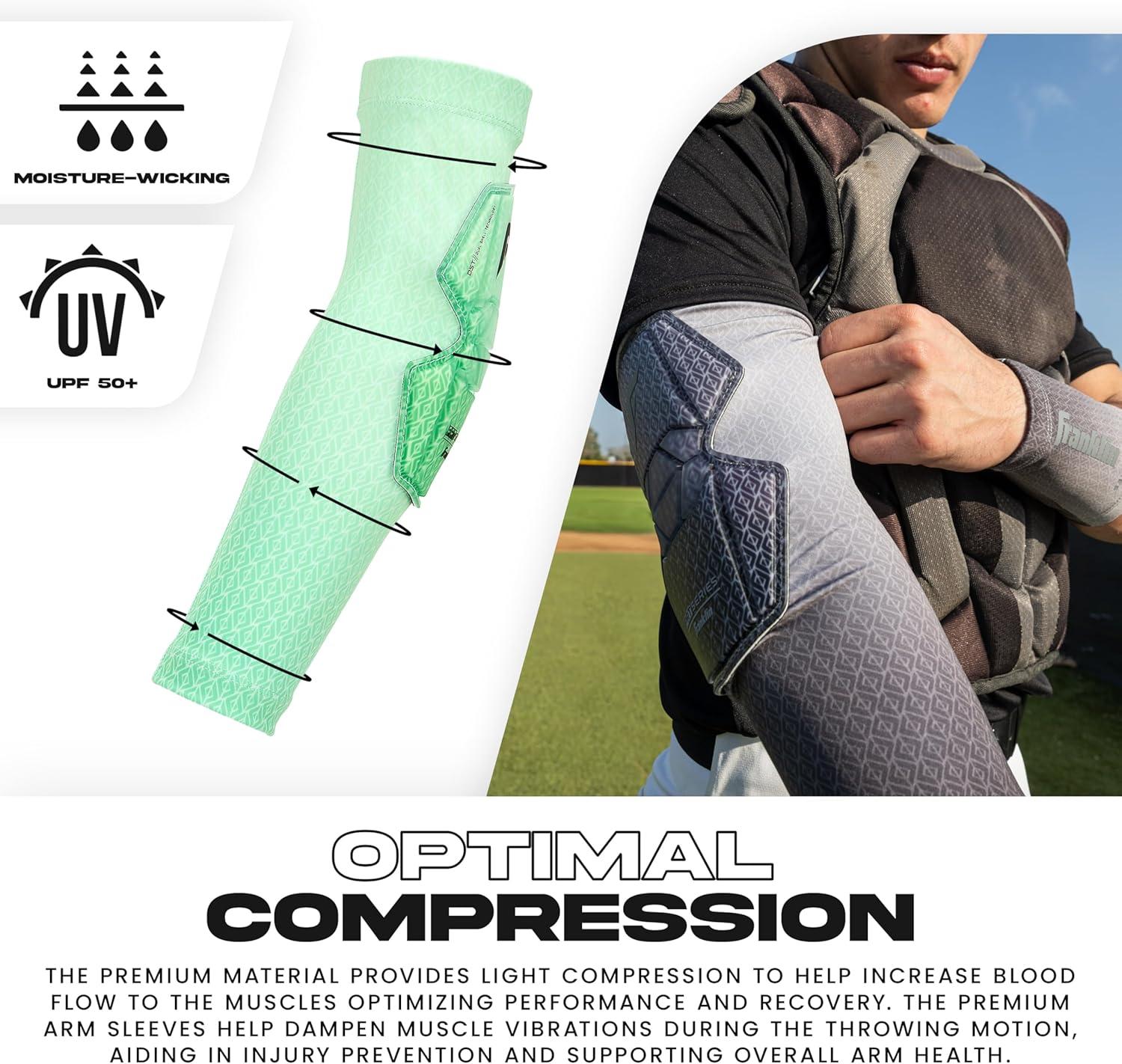 image:imageFranklin Sports Baseball Softball Protective Arm Sleeve PRT DST Series Youth Arm Elbow Shield for Batting Fielding Protective Arm Sleeve Elbow Shield Right Arm Left Arm White OSFMMint